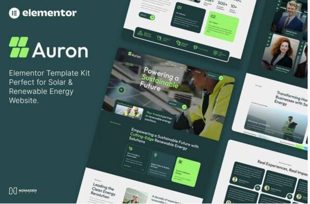 Auron - Solar & Green Renewable Energy Elementor Template Kits