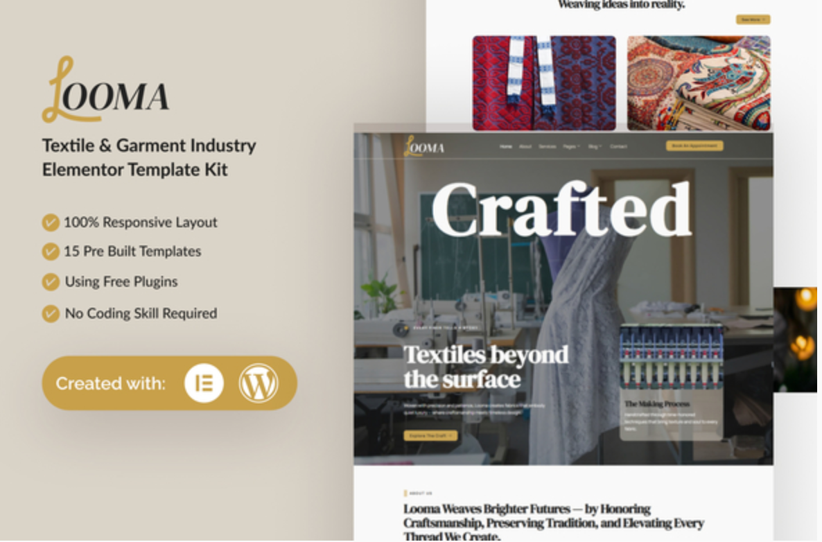 Looma - Textile Garment Industry Elementor Template Kit