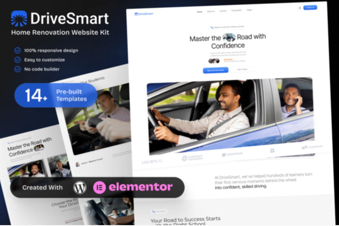 DriveSmart - Driving School Website Elementor Template Kit