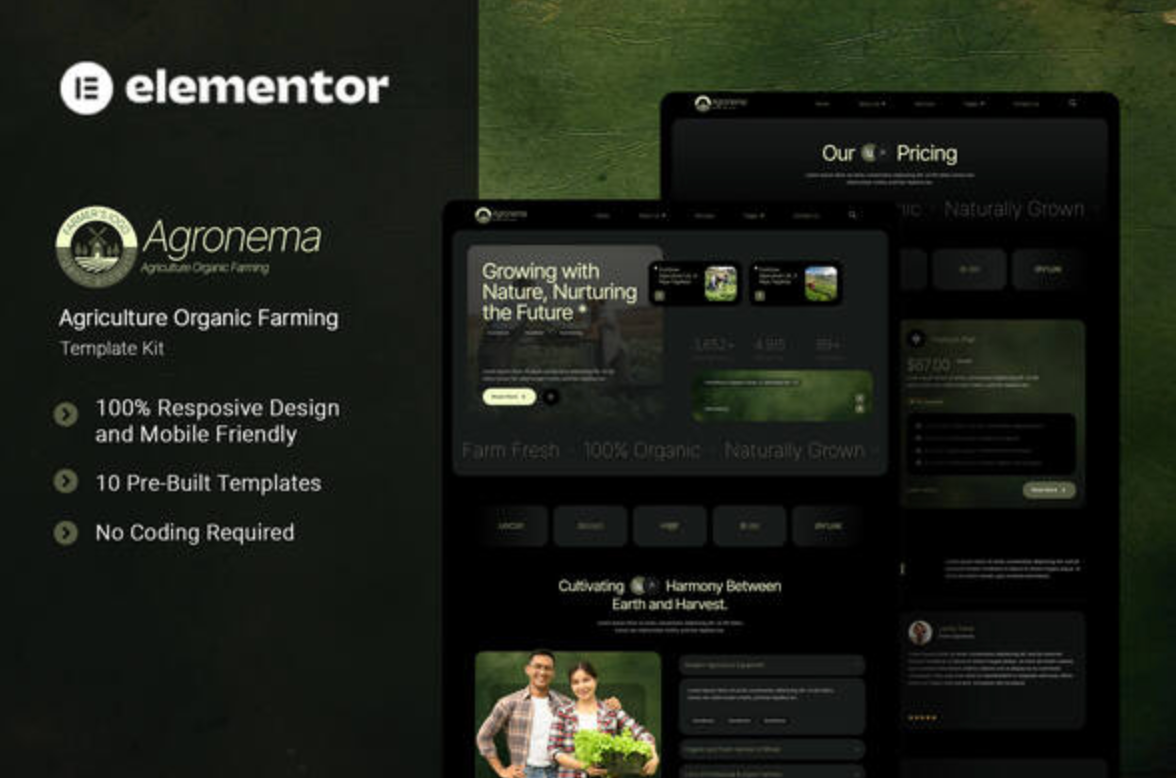 Agronema - Agriculture Organic Farming Elementor Template Kit