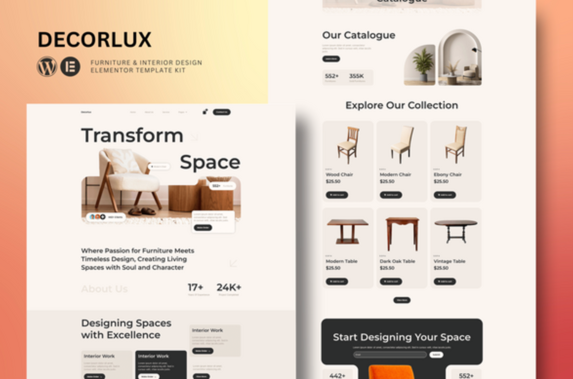 Decorlux - Interior Design Elementor Template Kit