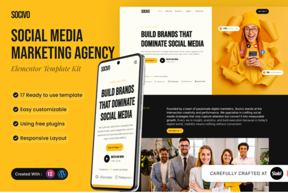 Socivo - Social Media Marketing Agency Elementor Template Kit