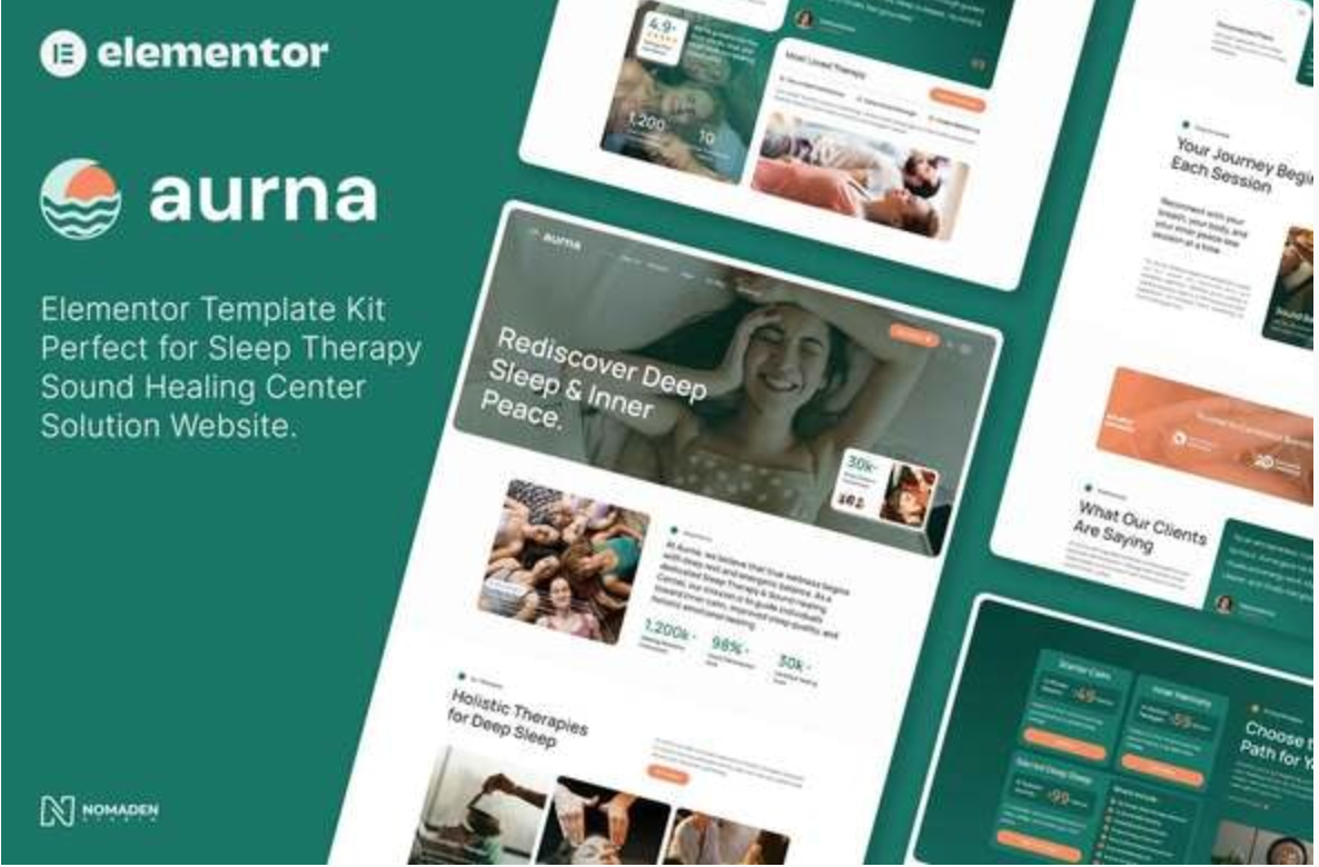 Aurna - Sleep Therapy & Sound Healing Center Elementor Template Kits