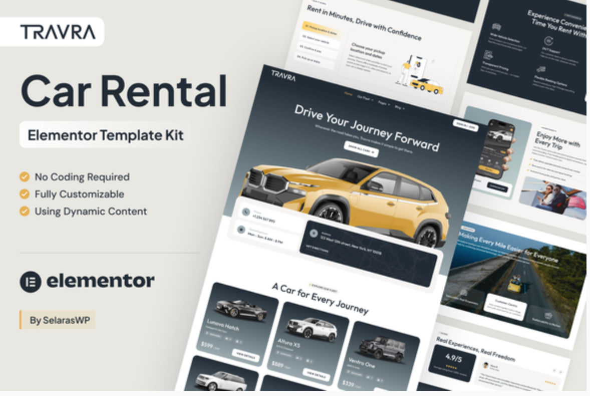 Travra - Car Rental Elementor Pro Template Kit