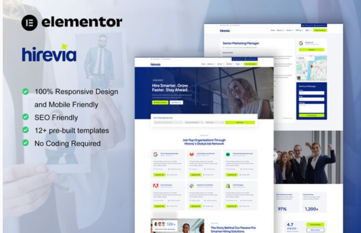 Hirevia - Human Resource & Recruitment Elementor Template Kit