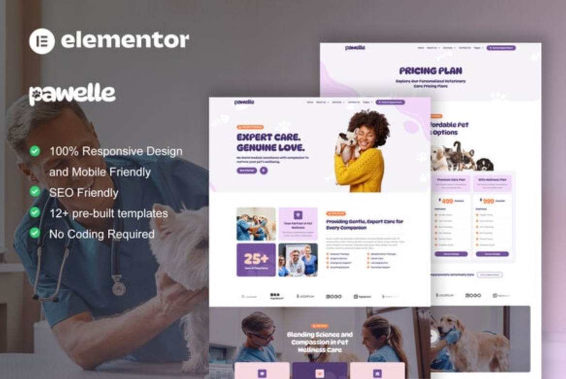 Pawelle - Veterinary & Pet Care Elementor Pro Template Kit