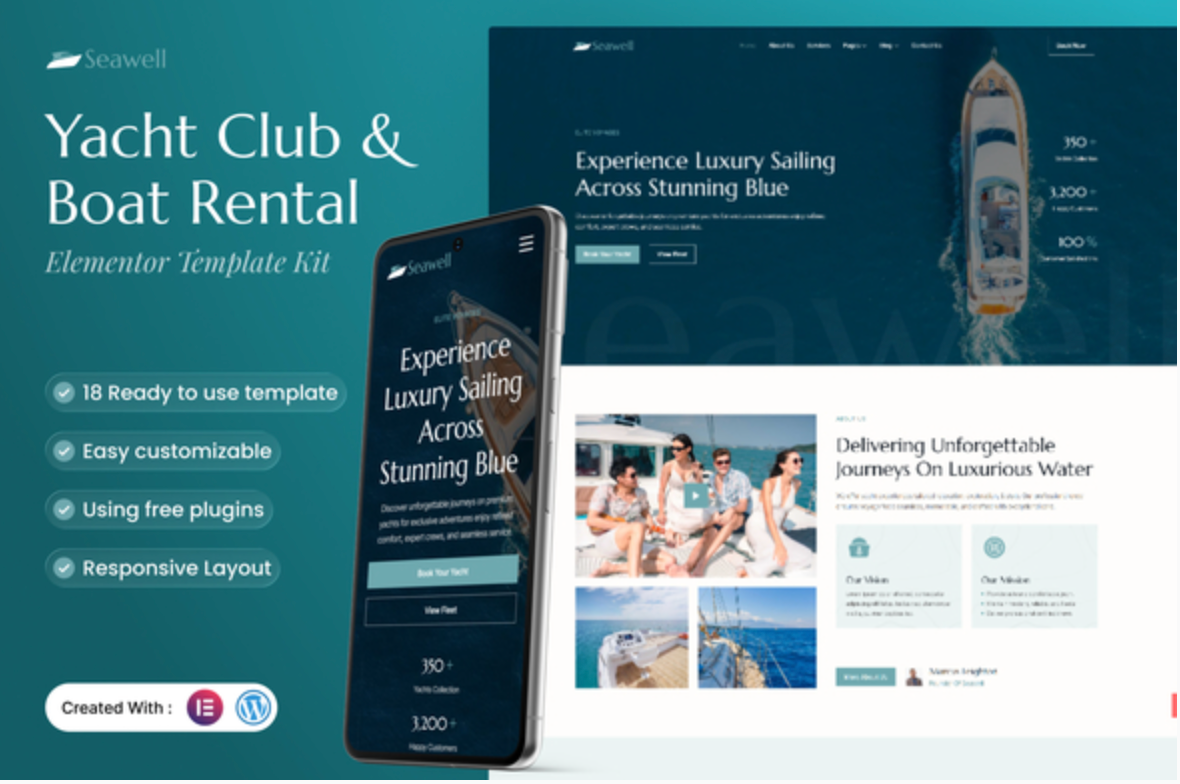 Seawell - Yacht Club & Boat Rental Elementor Template Kit