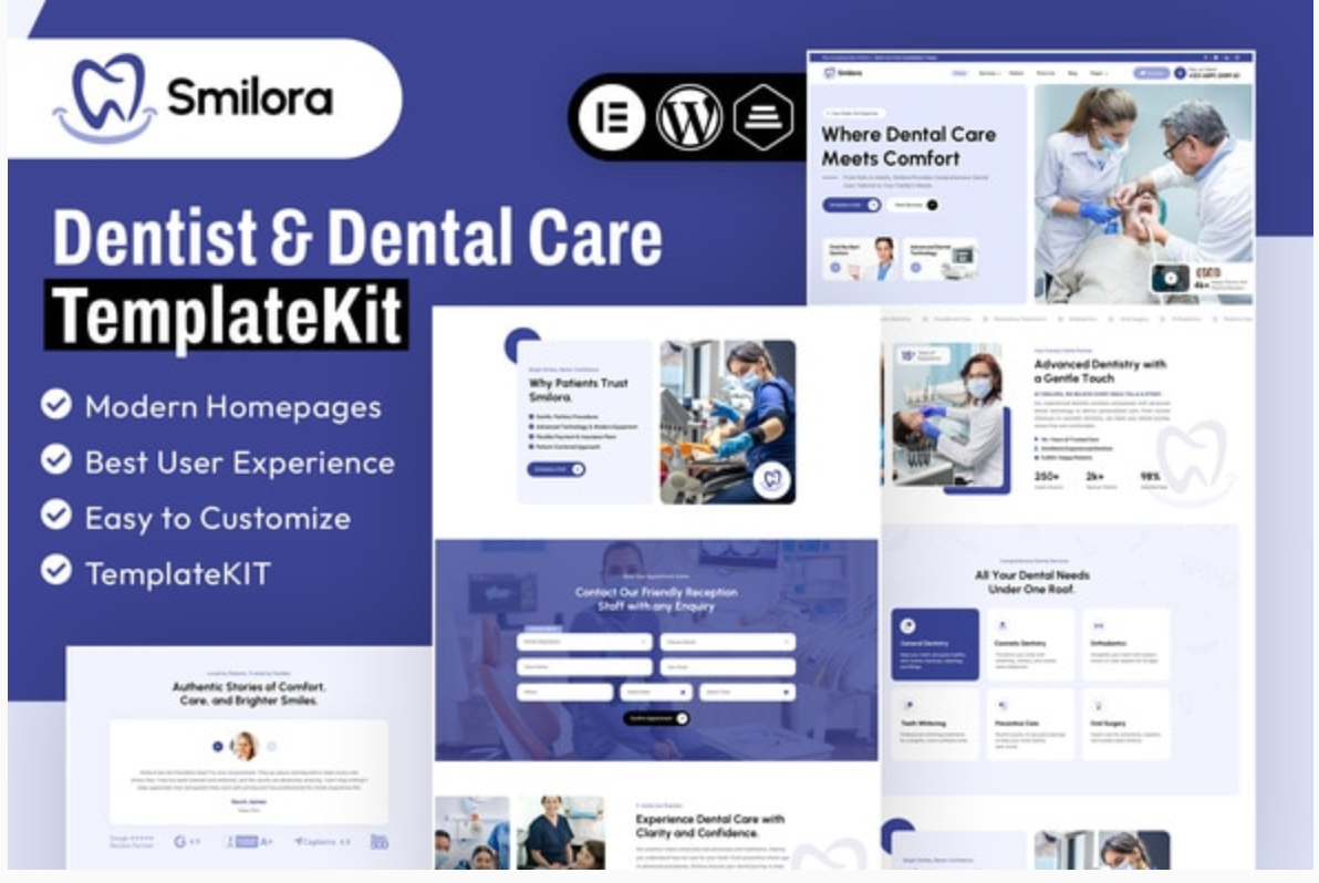 Smilora - Dentist & Dental Care Elementor Template Kit