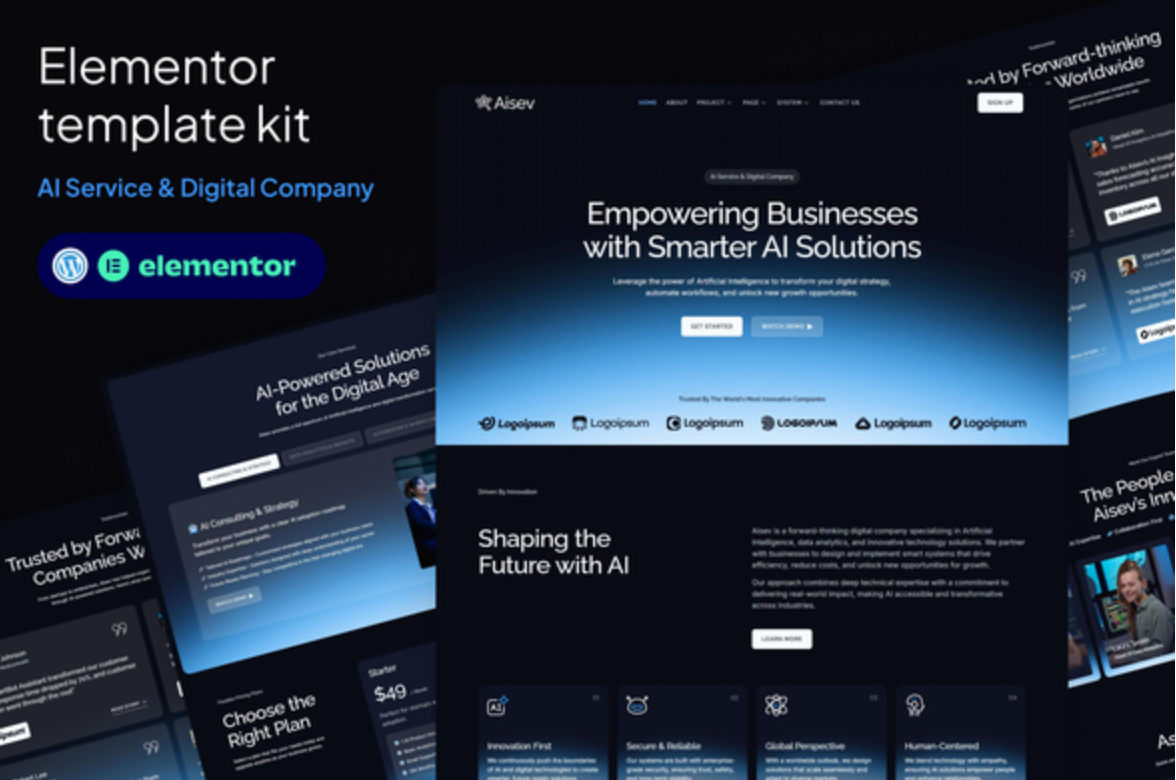 Aisev - AI Agency & AI Solutions Technology Elementor Template Kit