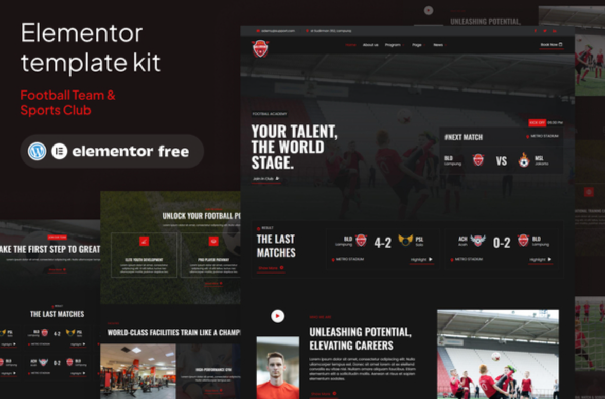 Ballademy - Football Team & Sports Club Elementor Template Kit