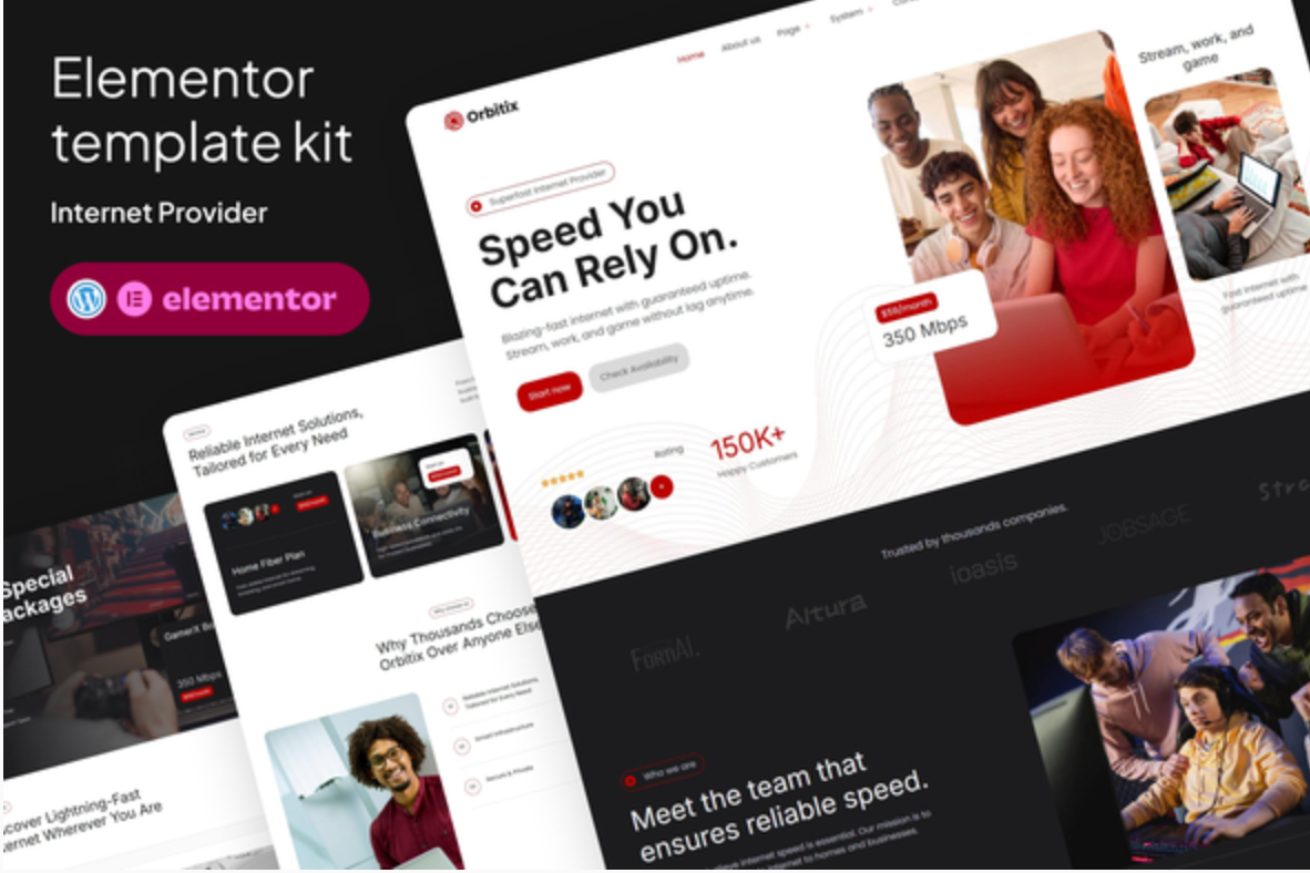 Orbitix - Broadband & Internet Provider Elementor Template Kit
