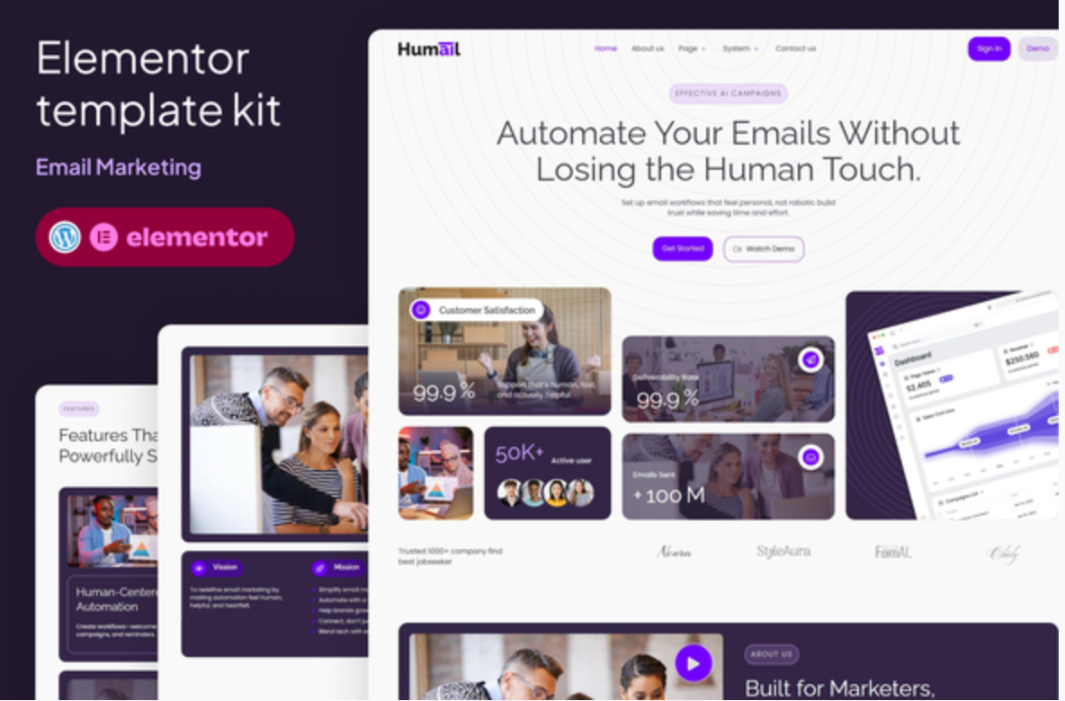 Humail - Email Marketing Elementor Template Kit