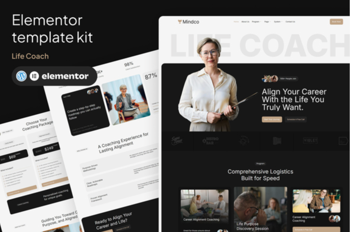 Mindco - Life Coach & Counseling Elementor Template Kit