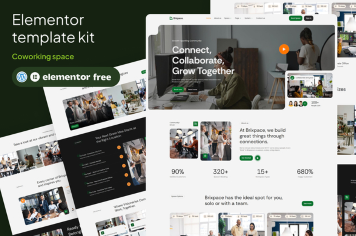 Brixspace - Coworking Space Elementor Template Kit
