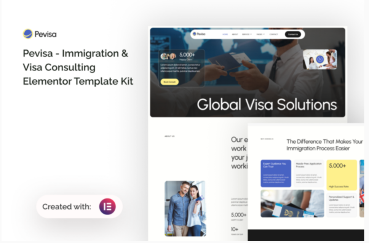 Pevisa - Immigration & Visa Consulting Elementor Template Kit