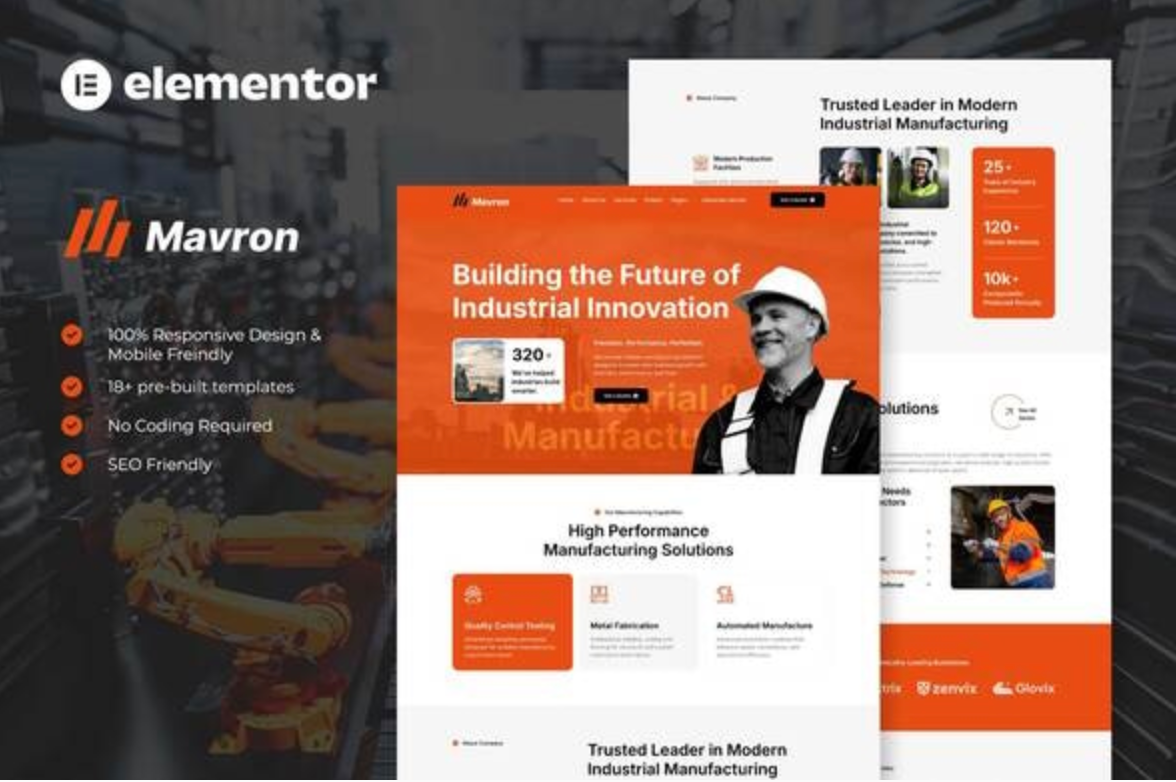 Mavron - Industrial & Manufacturing Elementor Template Kit