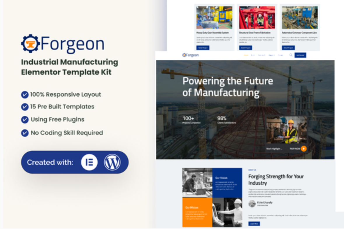 Forgeon - Industrial & Manufacturing Elementor Template Kit