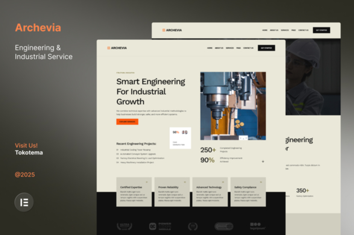 Archevia - Engineering & Industrial Service Website Elementor Kit