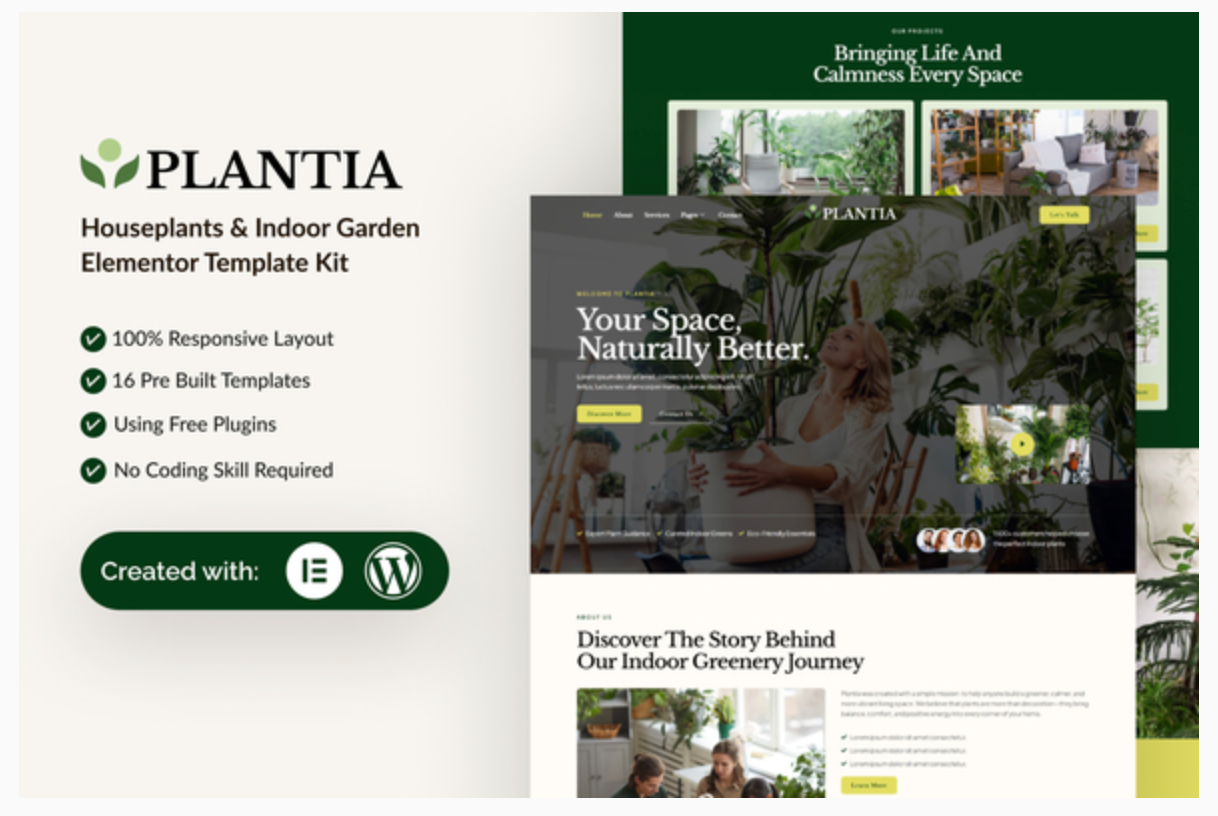 Plantia - Houseplants & Indoor Garden Elementor Template Kit