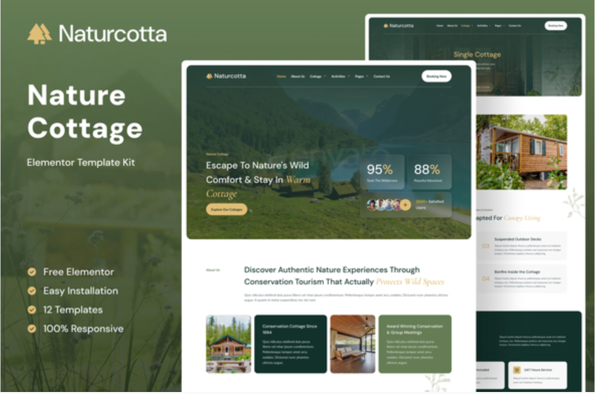Naturcotta - Nature Cottage Elementor Template Kit