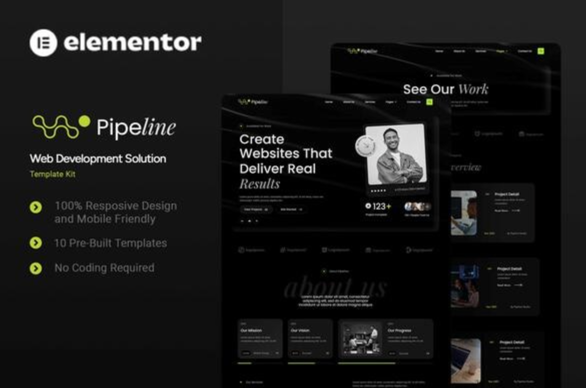 Pipeline - Web Development Solution Elementor Template Kit
