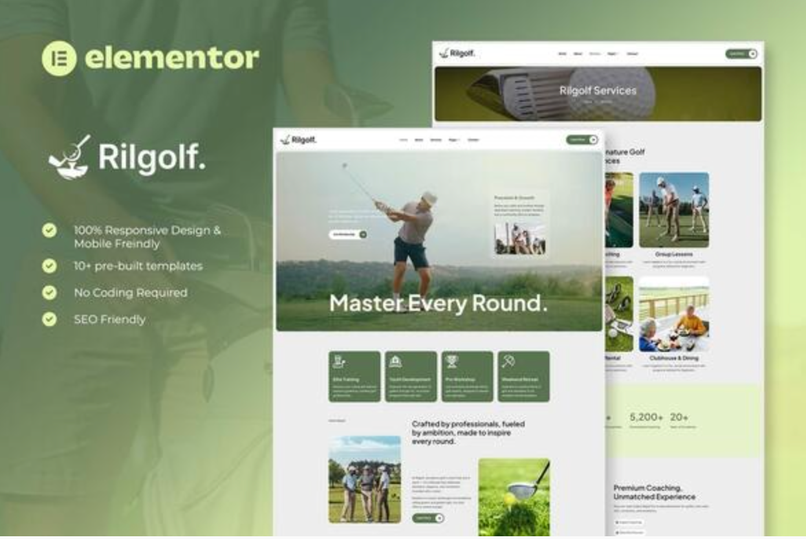 Rilgolf - Golf Club & Course Elementor Template Kit