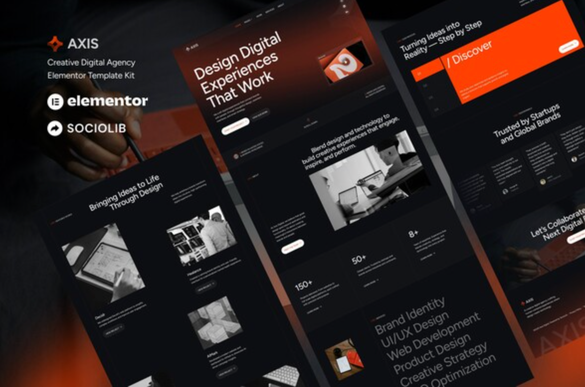 Axis - Creative Digital Agency & Portfolio Elementor Template Kit