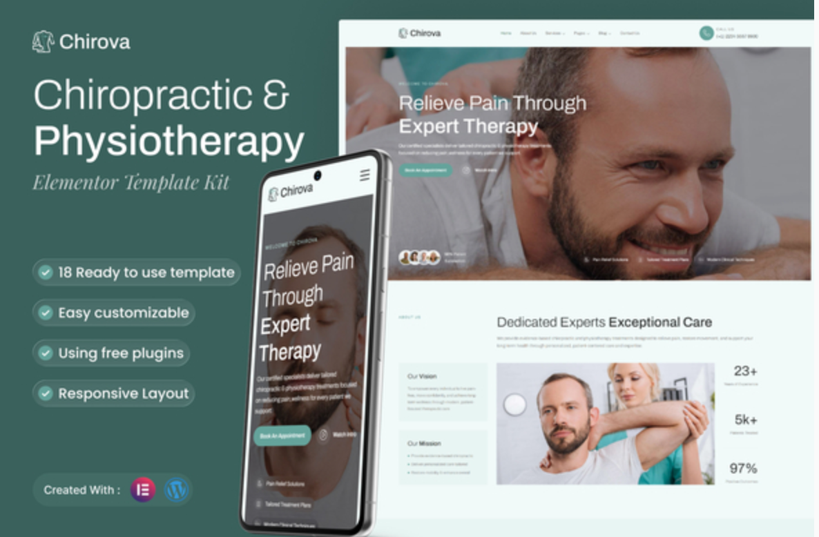Chirova - Chiropractic & Physiotherapy Elementor Template Kit