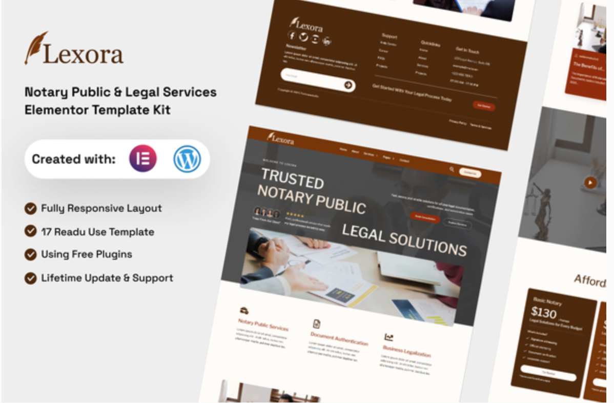 Lexora - Notary Public & Legal Services Elementor Template Kit