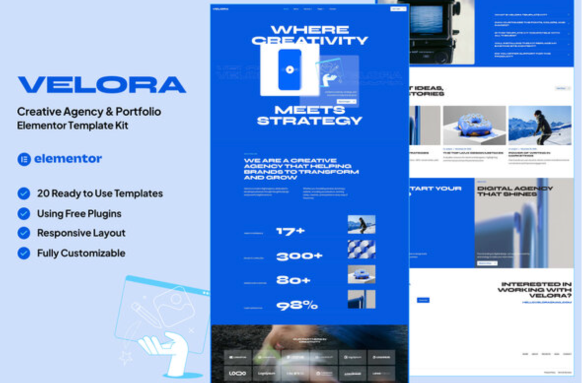 Velora - Creative Agency & Portfolio Elementor Template Kit