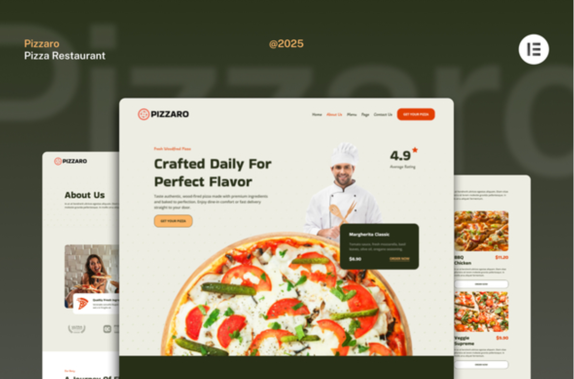 Pizzaro - Pizza Restaurant & Delivery Services Website Elementor Template Kit
