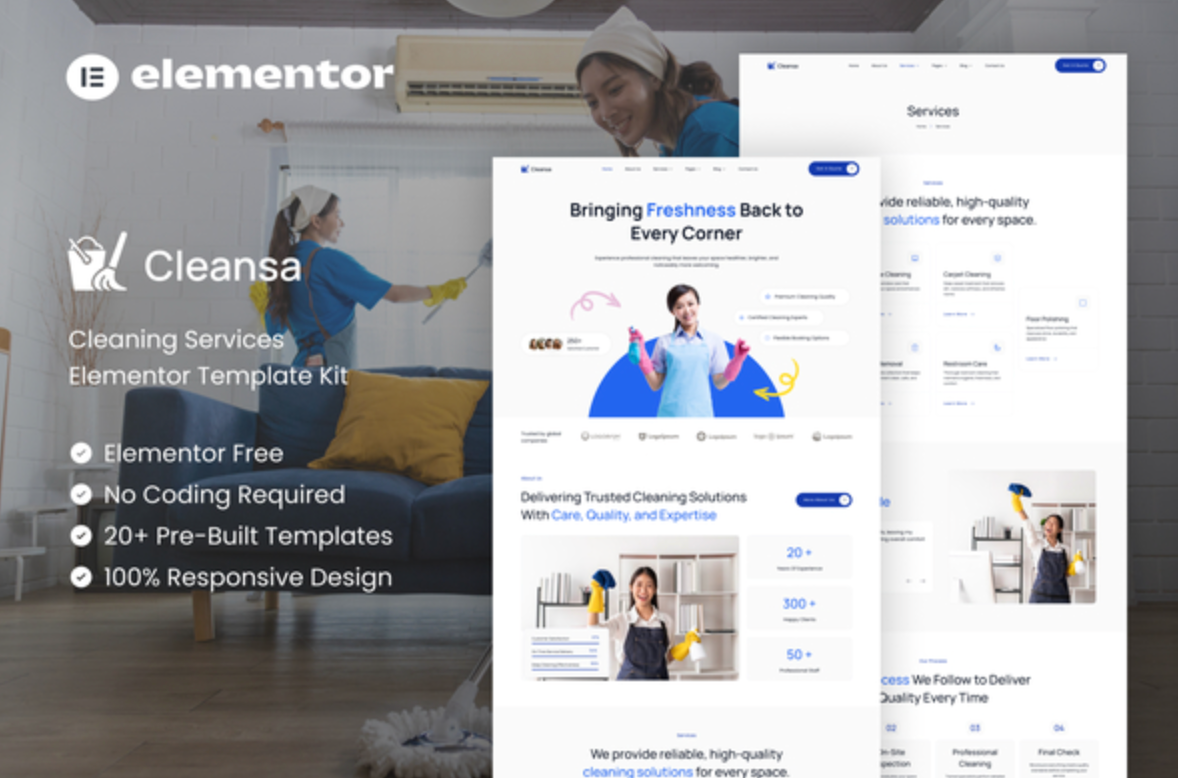 Cleansa - Cleaning Services Elementor Template Kit