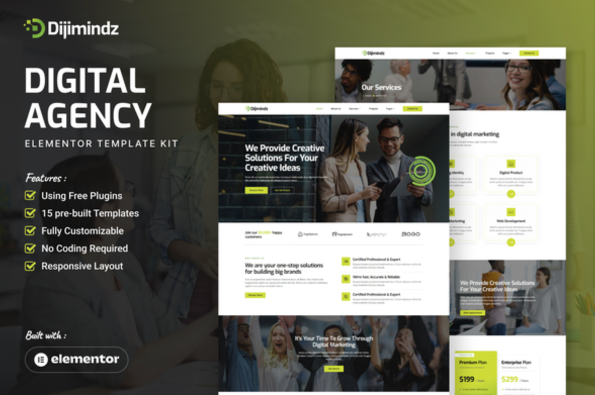 Dijimindz - Creative Digital Agency Elementor Template Kit