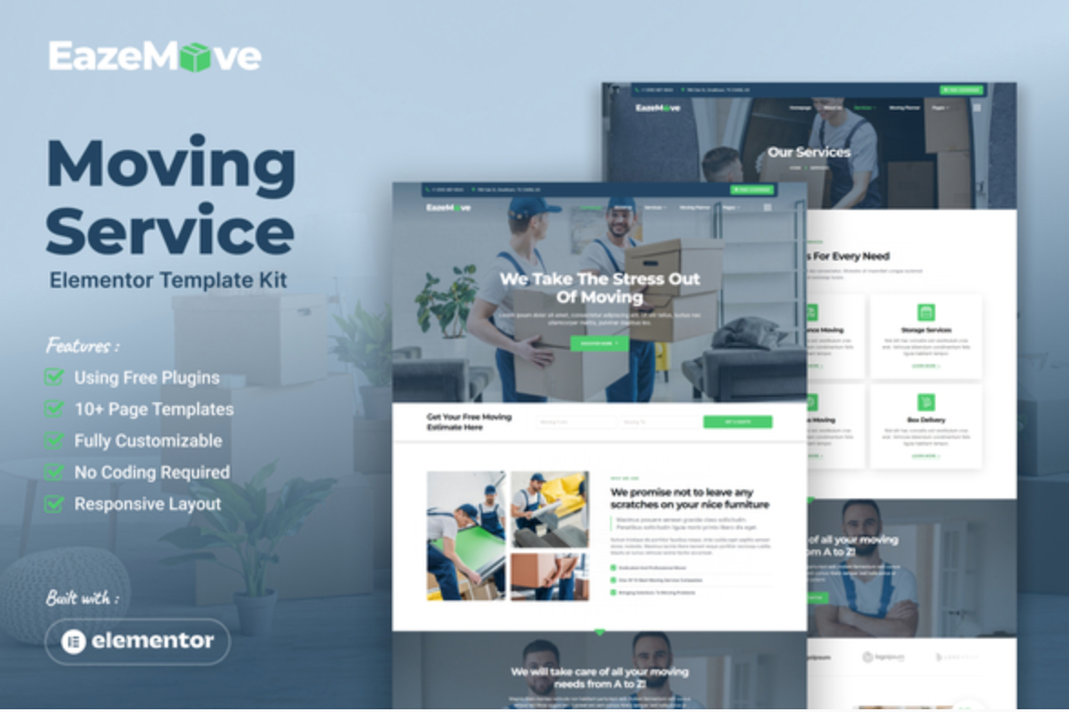 EazeMove - Moving Service Elementor Template Kit