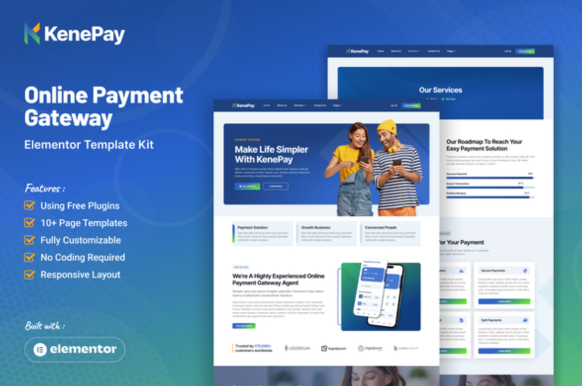 Kenepay - Online Payment Gateway Elementor Template Kit