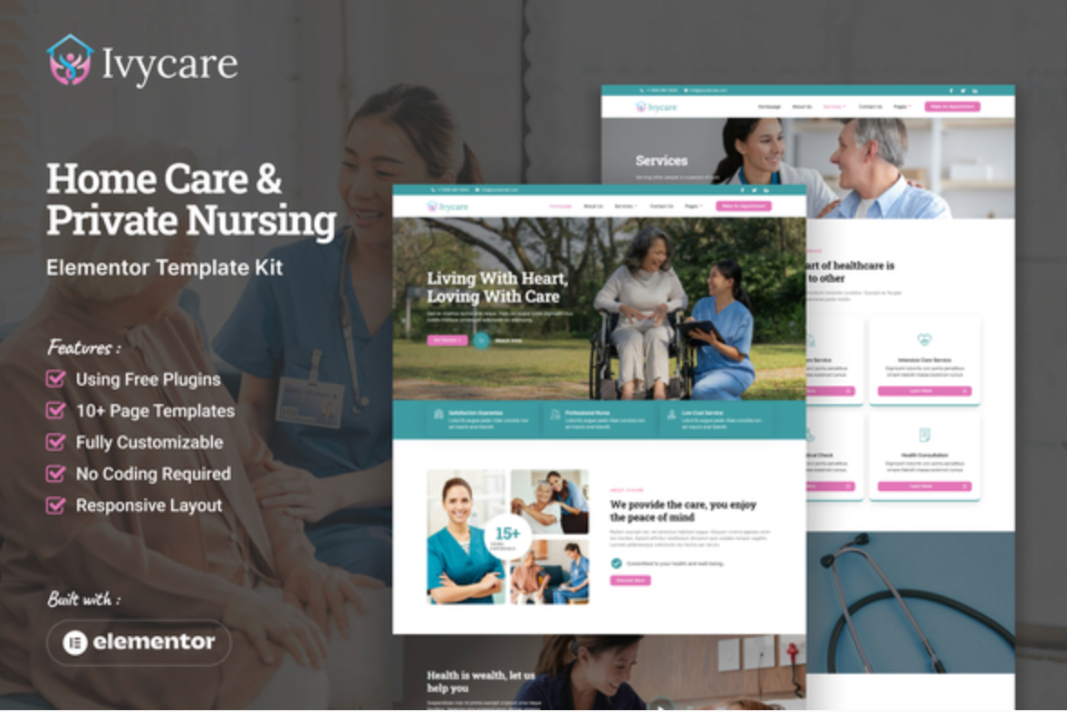 Ivycare - Home Care & Private Nursing Services Elementor Template Kit