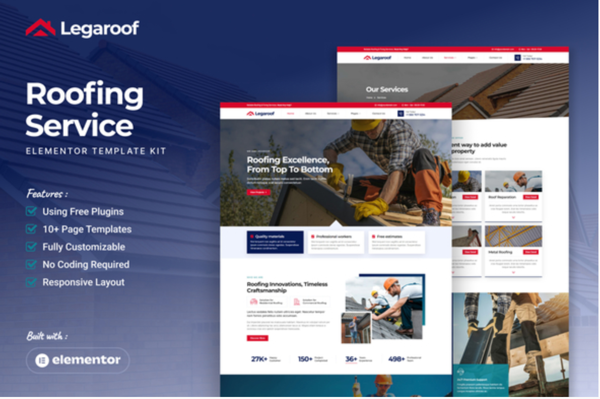 Legaroof - Roofing Service Elementor Template Kit