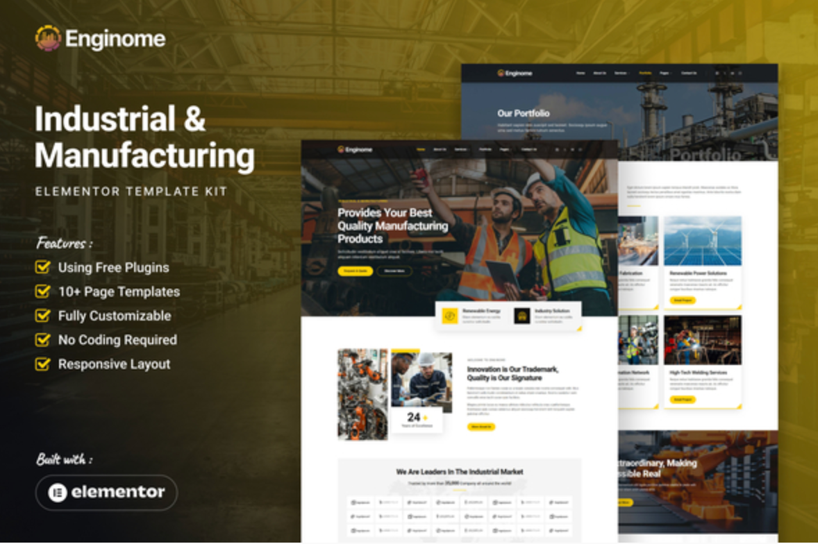 Enginome - Industrial & Manufacturing Elementor Template Kit