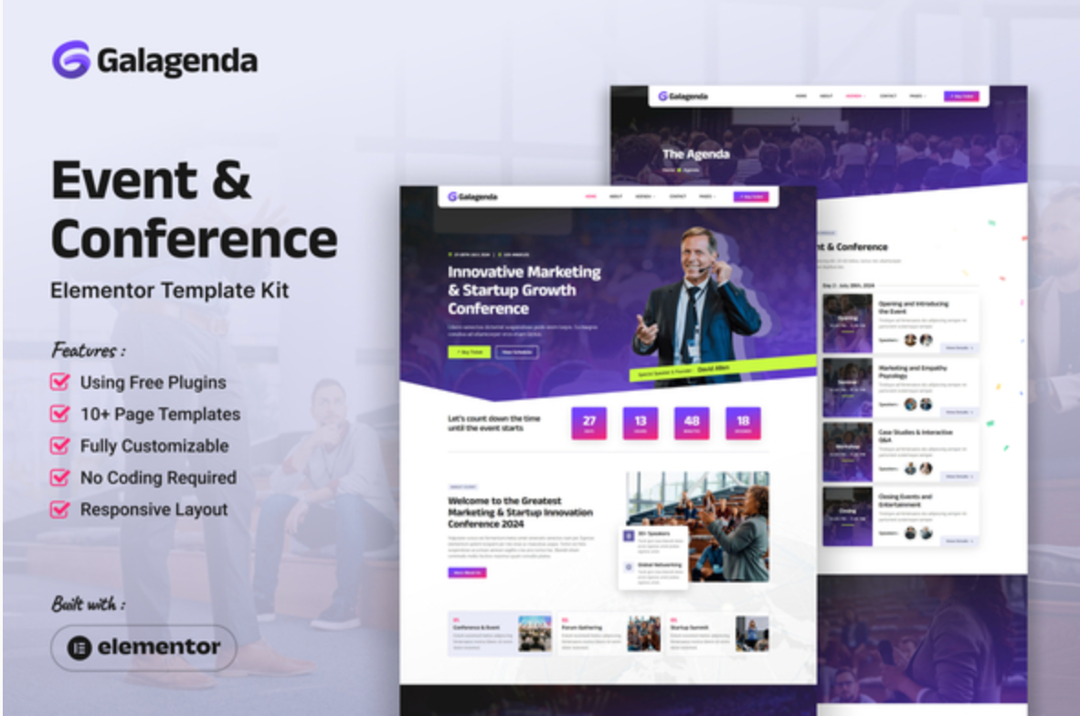 Galagenda - Event & Conference Elementor Template Kit