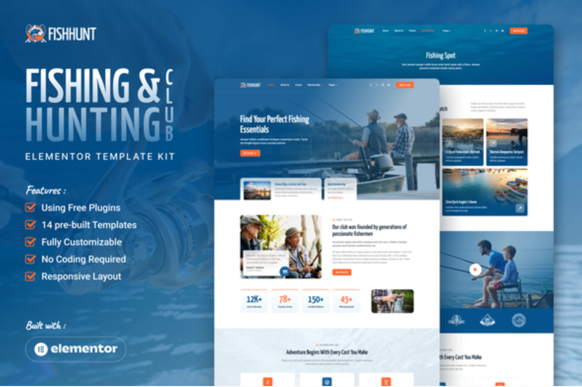 Fishhunt - Fishing & Hunting Club Elementor Template Kit