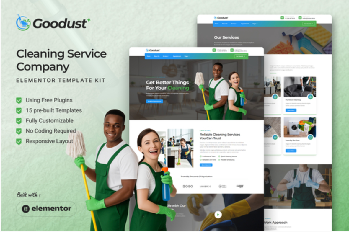 Goodust - Cleaning Service Company Elementor Template Kit