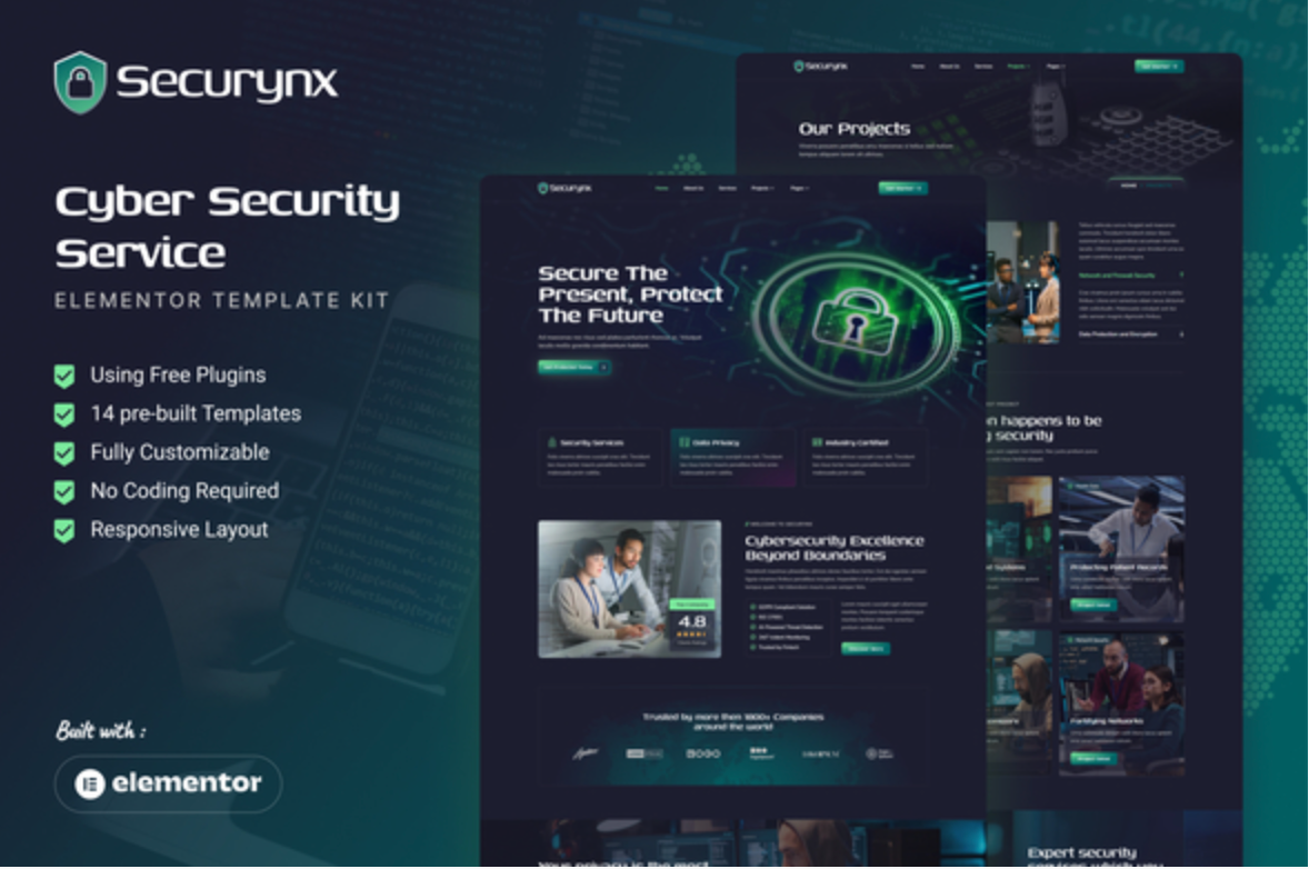 Securynx - Cyber Security Services Elementor Template Kit