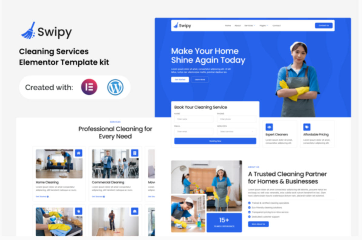 Swipy - Cleaning Services Elementor Template kit