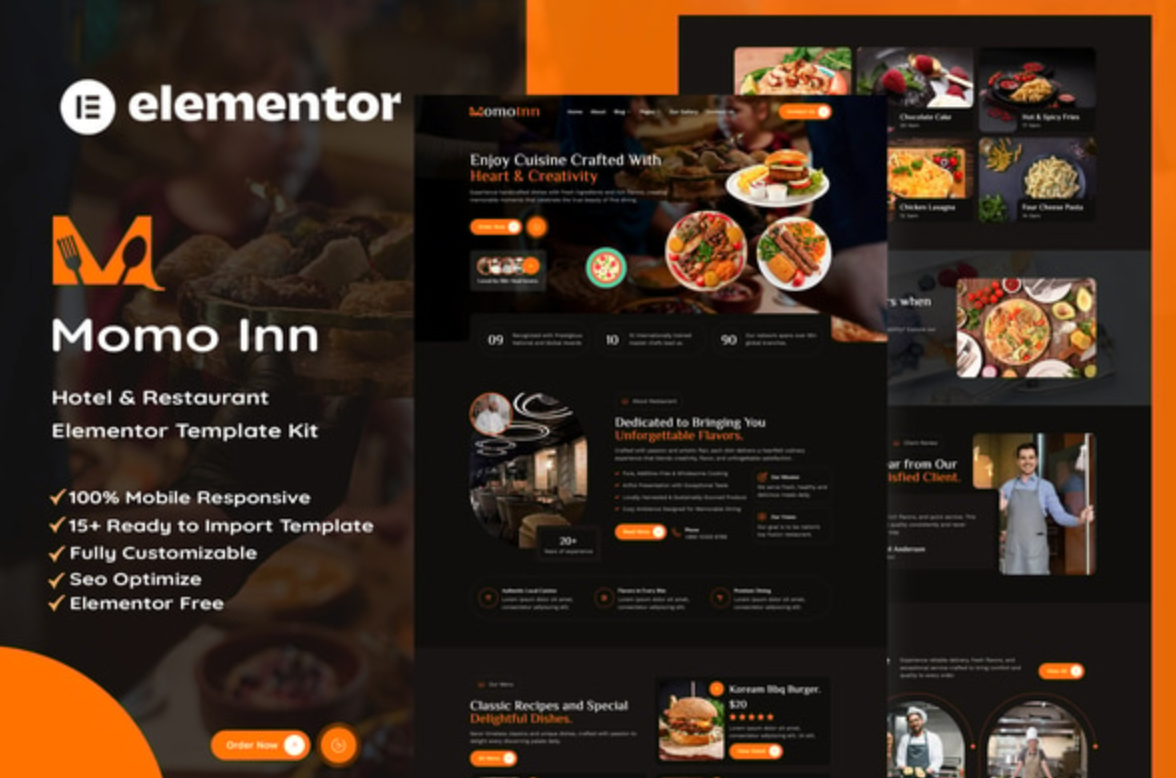 MomoInn - Hotel & Restaurant Elementor Template Kit