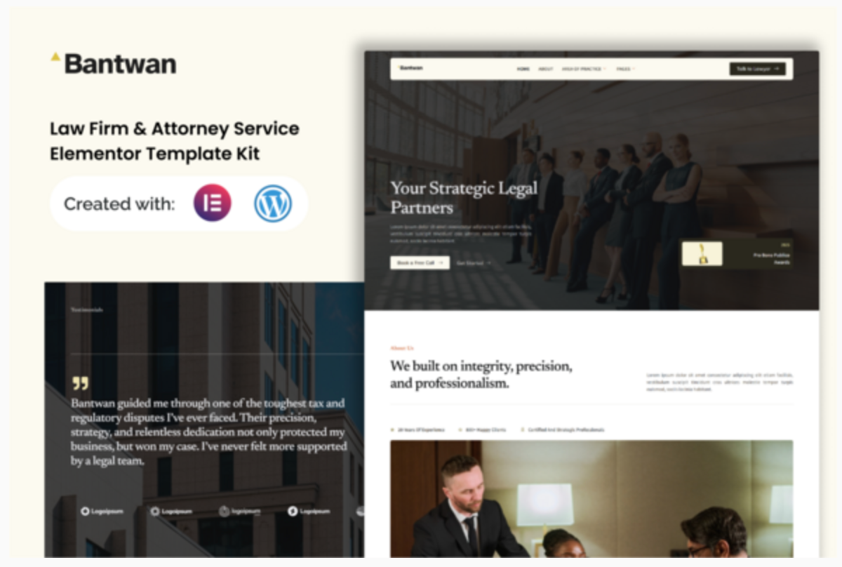 Bantwan - Law Firm & Attorney Service Elementor Template Kit