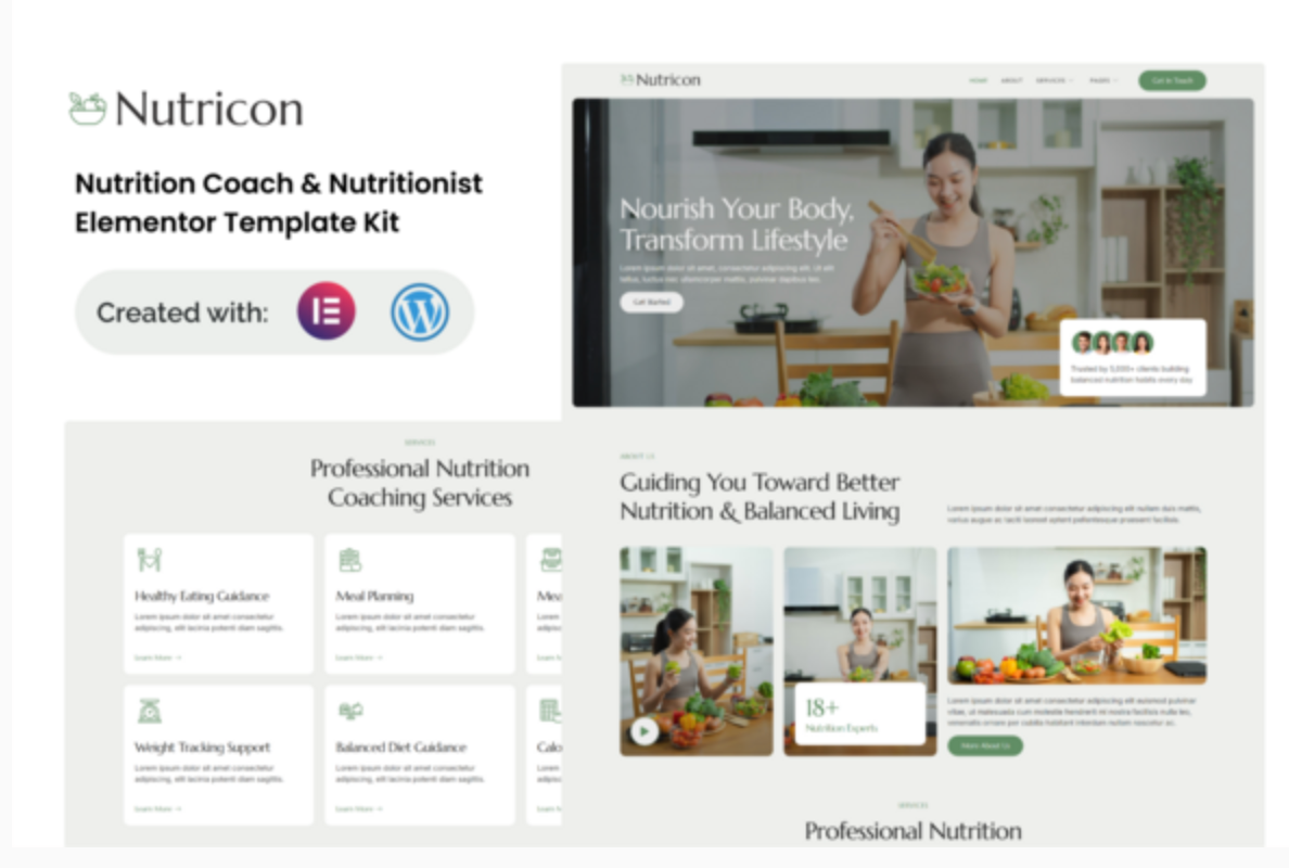 Nutricon - Nutrition Coach & Nutritionist Elementor Template Kit