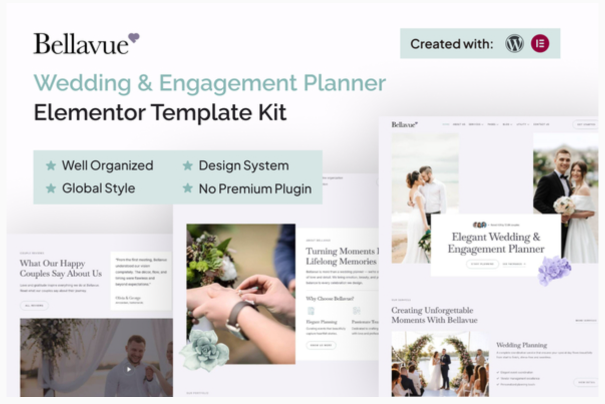 Bellavue - Wedding & Engagement Planner Elementor Template Kit