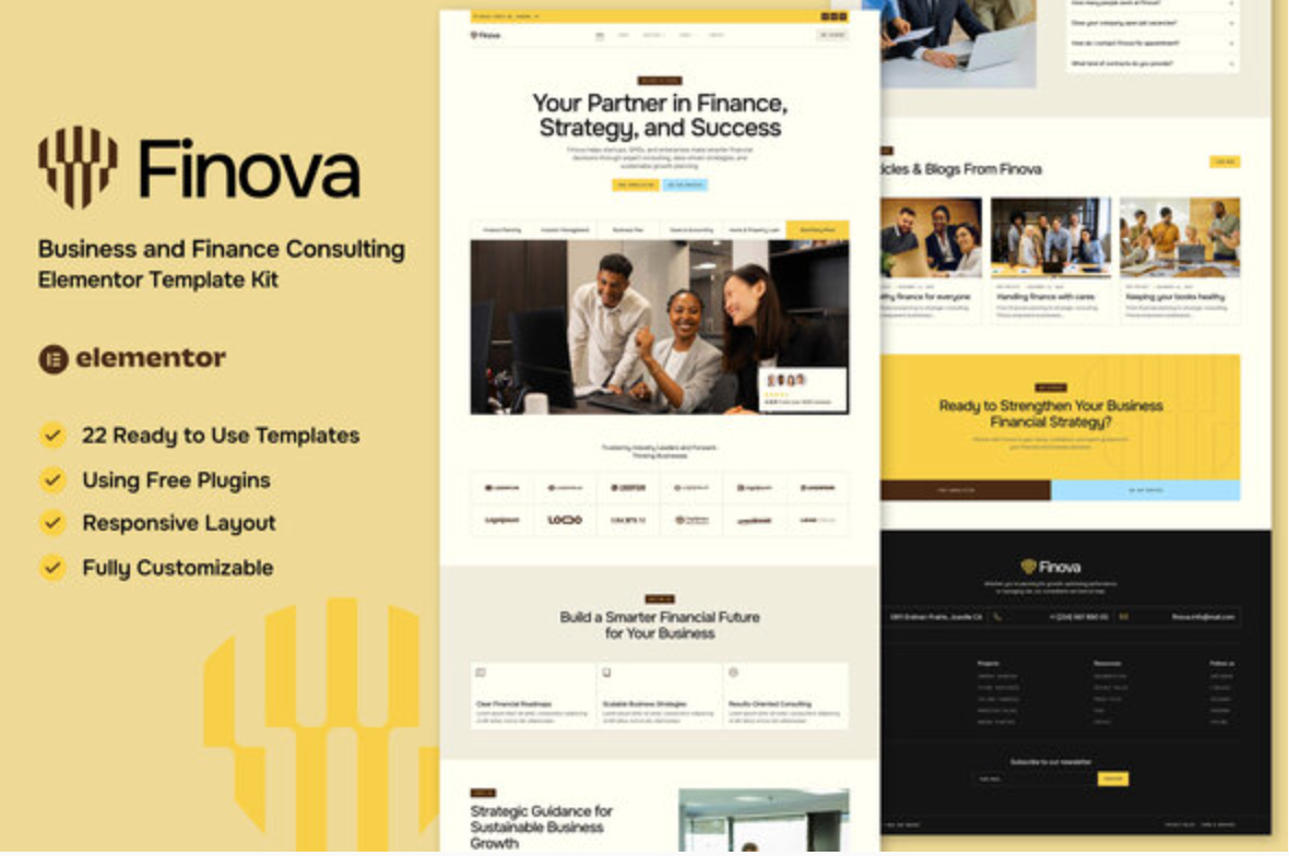 Finova - Business and Finance Consulting Elementor Template Kit