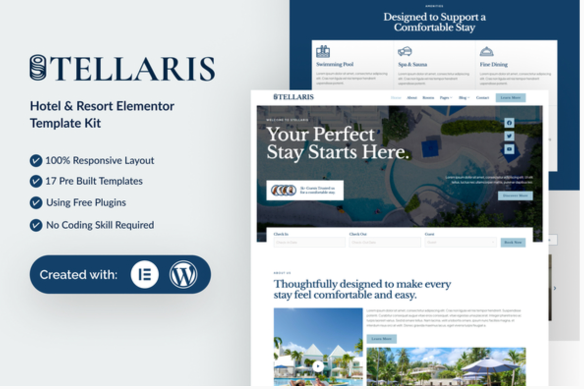 Stellaris - Hotel & Resort Elementor Template Kit