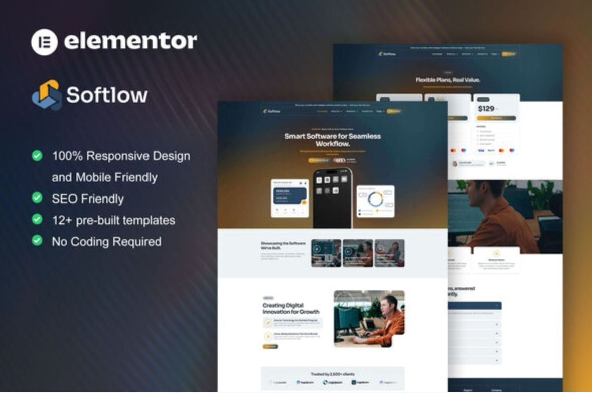 Softlow - Technology & Software Company Elementor Template Kit